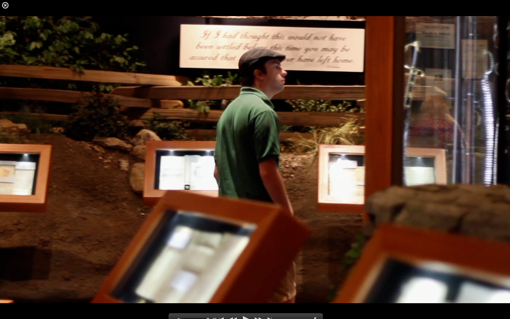 Visitor at Pearce Museum Civil War Collection